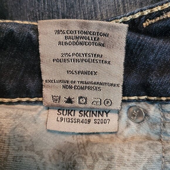 Silver Jeans Womens 27 Suki Skinny Open Button Flap Pockets Low Rise Dark Wash - Picture 7 of 13